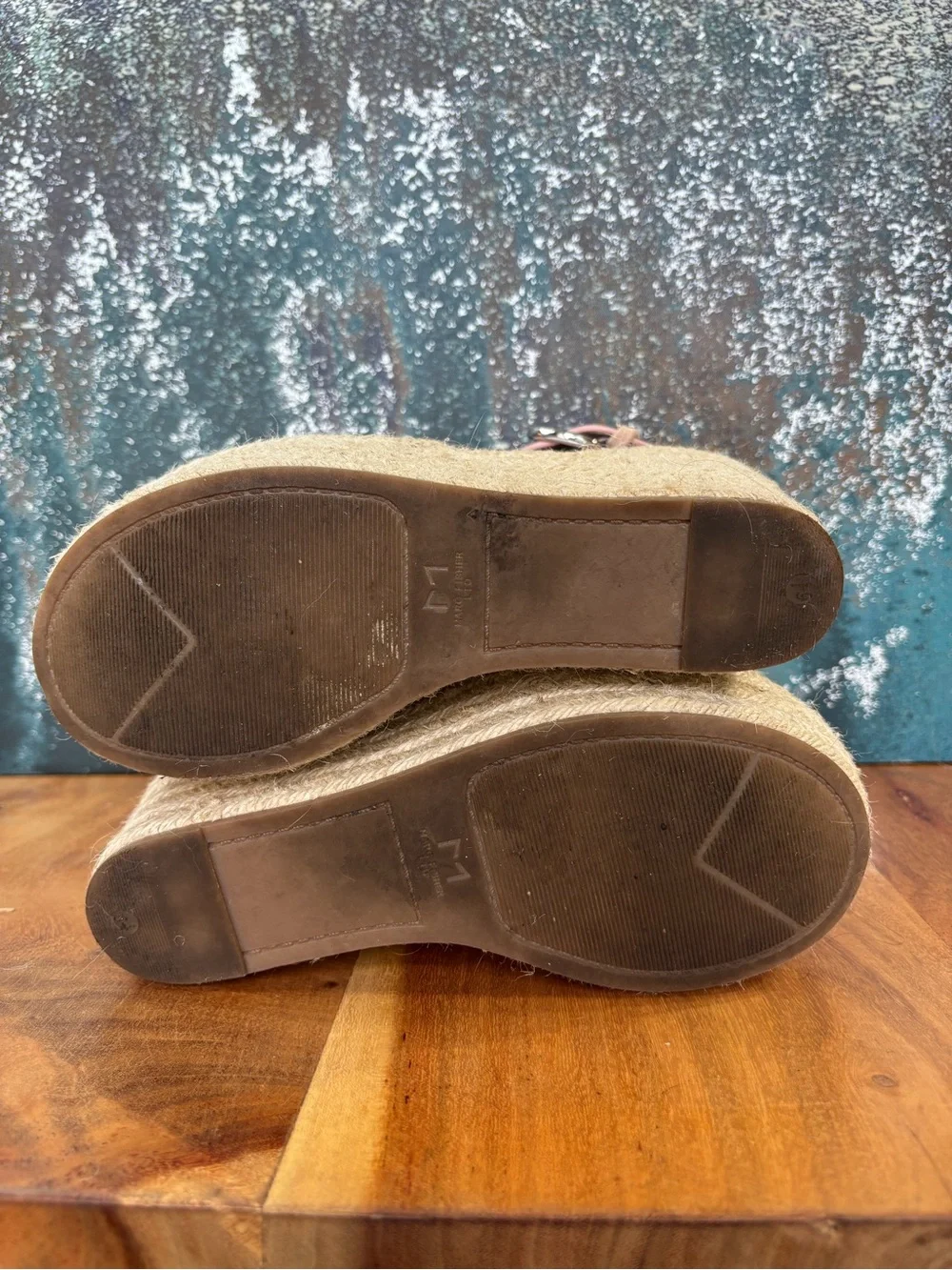Marc Fisher LTD Mediterranean Suede Platform Espadrille Wedge Sandals Sz 6.5 GUC